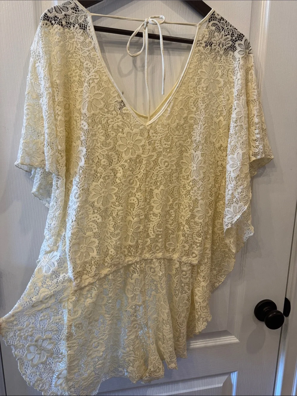 Elan Cream Lace Floral Romper